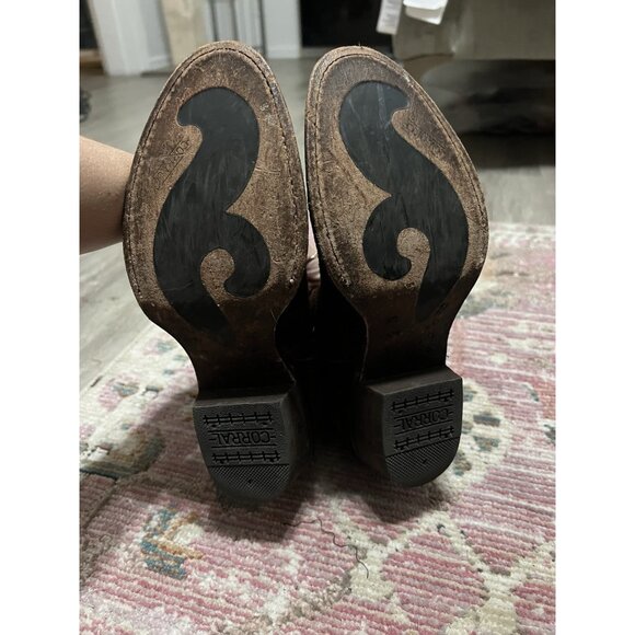 CORRAL Eudora Chocolate-Tan Lamb Abstract Short Top Boot Size 6.5 - Picture 11 of 14